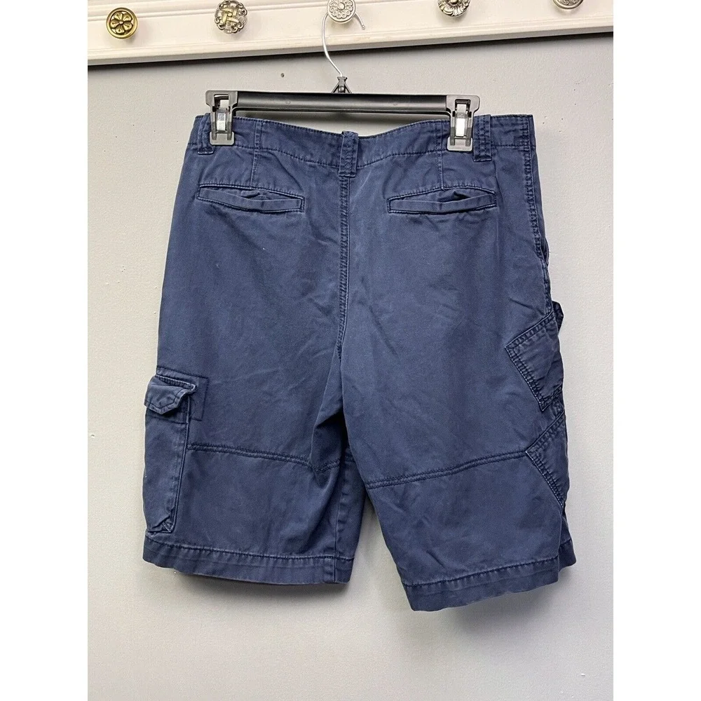 Chaps‎ Cargo Shorts Boys 18 Blue Solid Utility Multi-Pocket 100% Cotton